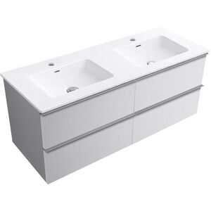 CERANO Koupelnová skříňka Velora bílá matná, úchytka chrom + keramické umyvadlo Novo bílá lesklá 121x54, 5x46, 5 CER-979878 obraz