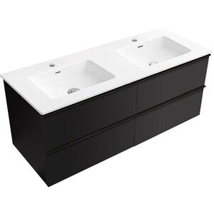 CERANO Koupelnová skříňka Velora černá matná, úchytka černá + keramické umyvadlo Novo bílá lesklá 121x54, 5x46, 5 CER-979888 obraz