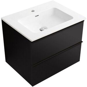 CERANO Koupelnová skříňka Velora černá matná, úchytka černá + keramické umyvadlo Novo bílá lesklá 61x54, 5x46, 5 CER-979889 obraz