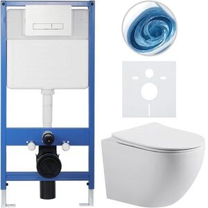 CERANO Kompletní WC set Profi/Cesso bílá matná WC tlačítko Slim/Bílá předstěnová instalace 49x36 CER-8050BD97 obraz
