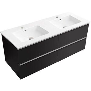 CERANO Koupelnová skříňka Velora černá matná, úchytka chrom + keramické umyvadlo Novo bílá lesklá 121x54, 5x46, 5 CER-979893 obraz