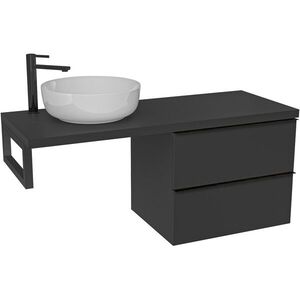 CERANO Koupelnová skříňka Velora černá matná, úchytka černá + deska pod umyvadlo Navira Pro 36 mm + konzole černá 120x56, 6x46, 5 CER-667850 obraz