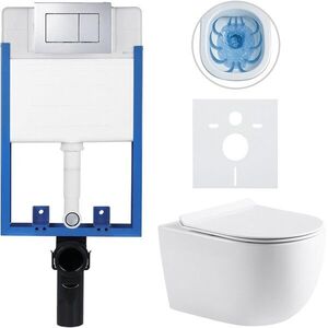 CERANO Kompletní WC set Profi/Felci bílá lesklá WC tlačítko Classic/Chrom pro zazdění 52, 5x36 CER-8050BD61 obraz