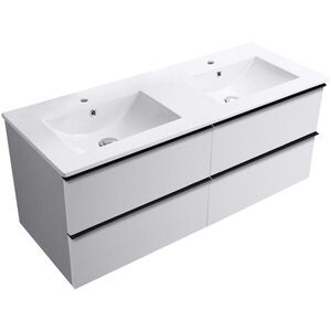 CERANO Koupelnová skříňka Velora bílá matná, úchytka černá + keramické umyvadlo Todo bílá lesklá 121x55x46, 5 CER-664849 obraz