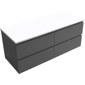 CERANO Koupelnová skříňka Carole antracitová + deska z lit. mramoru Elanys 12 mm bílá matná 120x49, 2x46 CER-308858 obraz