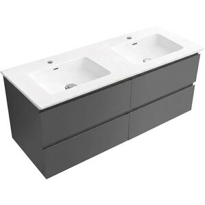 CERANO Koupelnová skříňka Carole antracitová + keramické dvojumyvadlo Novo bílá lesklá 121x49, 5x46, 5 CER-669727 obraz