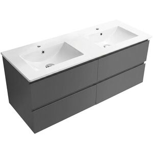 CERANO Koupelnová skříňka Carole antracitová + keramické dvojumyvadlo Todo bílá lesklá 121x50x46, 5 CER-701556 obraz