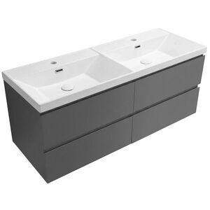 CERANO Koupelnová skříňka Carole antracitová + keramické dvojumyvadlo Viano bílá lesklá 121, 5x53x46, 4 CER-727040 obraz