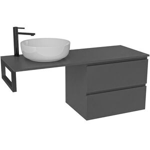 CERANO Koupelnová skříňka Carole antracitová + deska pod umyvadlo Navira Slim 18 mm + konzole černá 120x49, 8x46 CER-215457 obraz
