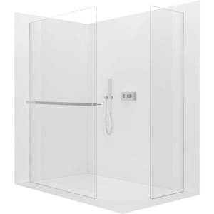 CERANO Sprchová zástěna Walk-in Crystal T L/P 8 mm bezvzpěrový systém + polička/držák na ručníky chrom, transparentní sklo 140x100x200 CER-8050BD6357 obraz