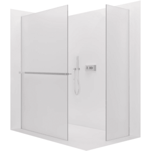 CERANO Sprchová zástěna Walk-in Crystal T L/P 8 mm bezvzpěrový systém + polička/držák na ručníky chrom, mléčné sklo 100x70x200 CER-8050BD6468 obraz