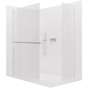 CERANO Sprchová zástěna Walk-in Crystal T L/P 8 mm bezvzpěrový systém + polička/držák na ručníky chrom, rýhované sklo 120x120x200 CER-8050BD6528 obraz