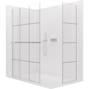 CERANO Sprchová zástěna Walk-in Crystal T L/P 8 mm bezvzpěrový systém + polička/držák na ručníky chrom, industriální sklo 160x90x200 CER-8050BD6571 obraz