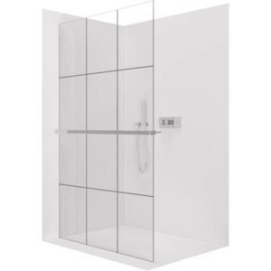 CERANO Sprchová zástěna Walk-in Crystal L/P 8 mm + polička/držák na ručníky bezvzpěrový systém chrom, industriální sklo 90x200 CER-8050BD6825 obraz