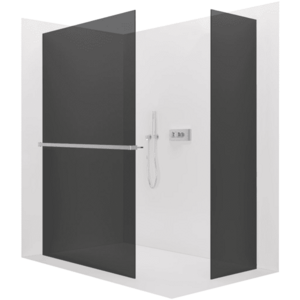 CERANO Sprchová zástěna Walk-in Crystal T L/P 10 mm bezvzpěrový systém + polička/držák na ručníky chrom, grafitové sklo 160x120x200 CER-8050BD82137 obraz