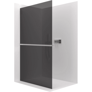 CERANO Sprchová zástěna Walk-in Crystal L/P 10 mm + polička/držák na ručníky bezvzpěrový systém chrom, grafitové sklo 160x200 CER-8050BD82751 obraz
