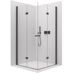 CERANO Sprchový kout Volpe Duo L/P 6 mm černá matná, transparentní sklo 90x80x190 zalamovací CER-480157 obraz
