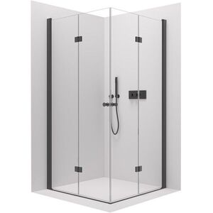 CERANO Sprchový kout Volpe Duo L/P 6 mm černá matná, transparentní sklo 80x120x190 zalamovací CER-521923 obraz