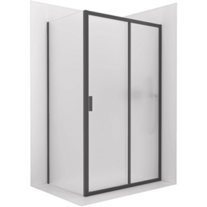 CERANO Sprchový kout Varone LINE L/P 6 mm černá matná, mléčné sklo 130x70 posuvný CER-DY505-90200 obraz