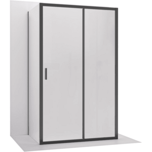 CERANO Třístěnný sprchový kout Varone LINE U L/P 6 mm černá matná, mléčné sklo 130x70 posuvný CER-DY505-90215 obraz