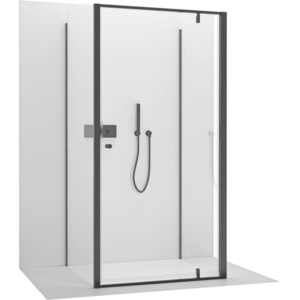 CERANO Třístěnný sprchový kout Ferri U L/P 6 mm černá matná, transparentní sklo 90x90x195 pivotový CER-8050BD7858 obraz