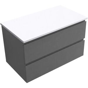 CERANO Koupelnová skříňka Carole antracitová + deska z lit. mramoru Elanys 12 mm bílá matná 80x49, 2x46 CER-267347 obraz