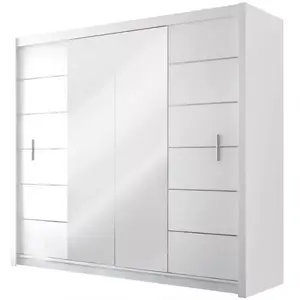 Šatní skříň Lizbona-2 203cm Bílá/Zrcadlo obraz