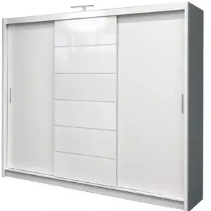 Šatní skříň Malibu 250cm Bílá/Bíle Sklo obraz