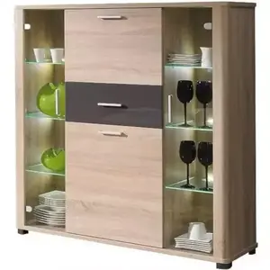 Vitrína Fill 127 cm Dub Sonoma/Grafit obraz