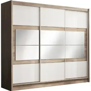 Šatní skříň Salwador 250cm Country Grey/Zrcadlo obraz