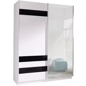 Šatní skříň Se Zrcadlem Batumi 7 150cm Bílý/černá obraz