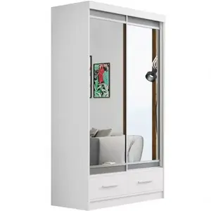 Šatní skříň Se Zrcadlem Margo 120cm Dub Bílý Mat/Šedá obraz