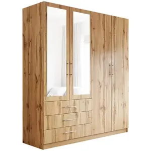 Šatní skříň Pekin D4 196cm Dub Wotan/Zrcadlo obraz