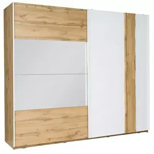 Šatní skříň Wood 200 cm Bílá/Dub Wotan obraz