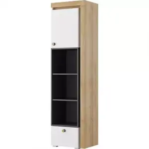 Regal Riva 53 cm Černá Mat/Dub Riviera/Bílý obraz