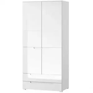 Šatní skříň Selene 100 cm, bílá mat / bílá lesk obraz
