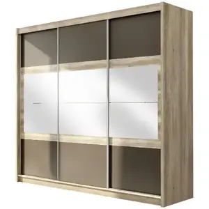 Šatní skříň Salwador 250cm Dub Canyon/Lava/Zrcadlo obraz