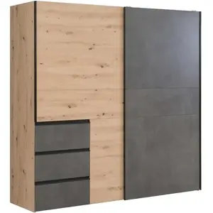 Šatní skříň Winn 2 200 cm Dub Artisan / Beton obraz