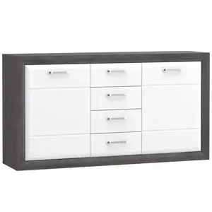 Komoda 168 cm Lenox Bílý Lesk/Beton obraz