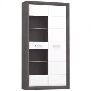 Vitrína 103 cm Lenox Bílý Lesk/Beton obraz