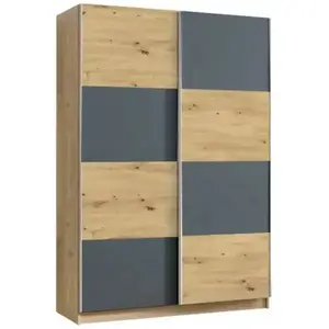 Šatní skříň Alfa 3 150cm Dub Artisan/Grafit obraz