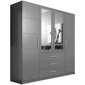 Šatní skříň Bali D4 196cm Grafit/Zrcadlo obraz
