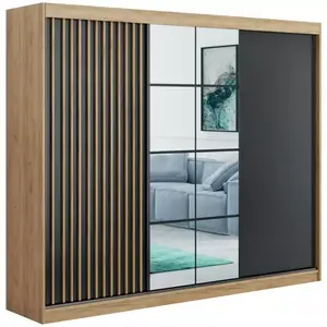 Šatní skříň Larysa 250 černá/craft zlatý obraz