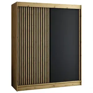 Šatní skříň Lamelo 180 dub artisan/černá obraz