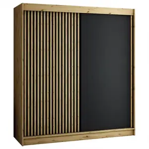 Šatní skříň Lamelo 200 dub artisan/černá obraz