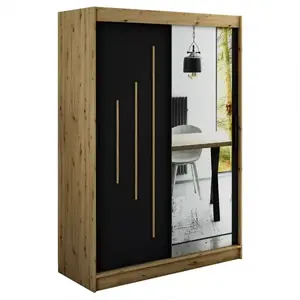 Šatní skříň Halifax Y2 150 dub Artisan/černá/zrcadlo obraz
