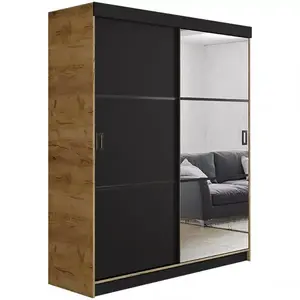 Šatní skříň Retro 138 3l Craft/ Přední Černá obraz