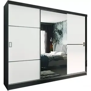 Šatní skříň Retro 200 2l Grafit / Přední Bílý obraz