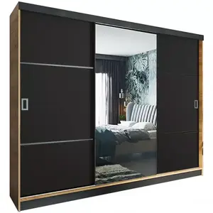 Šatní skříň Retro 200 3l Craft/ Přední Černá obraz