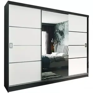 Šatní skříň Retro 200 4l Grafit / Přední Bílý obraz
